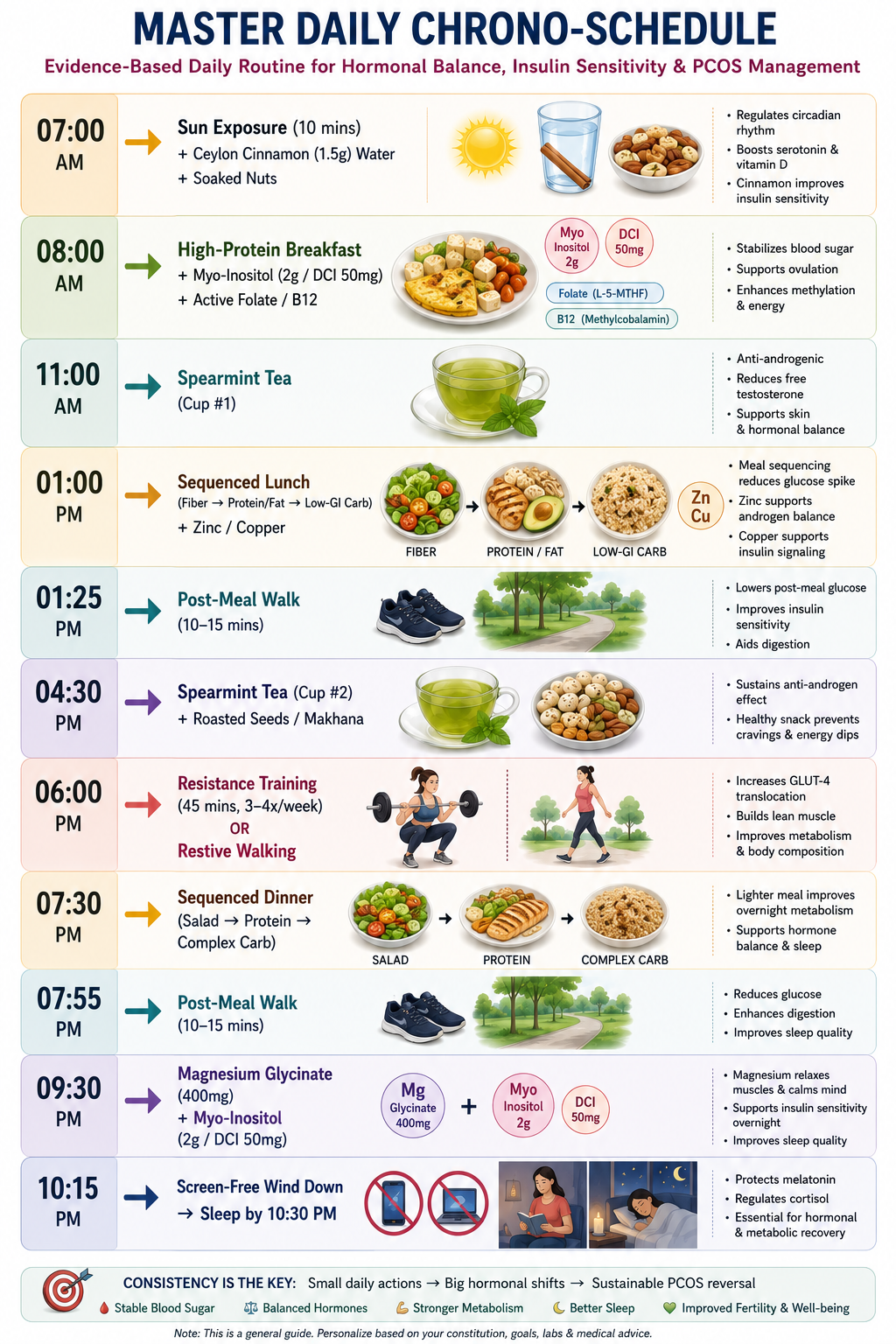 7-Days Proposed Master Chronological Schedule for PCOS / PMOS Patients