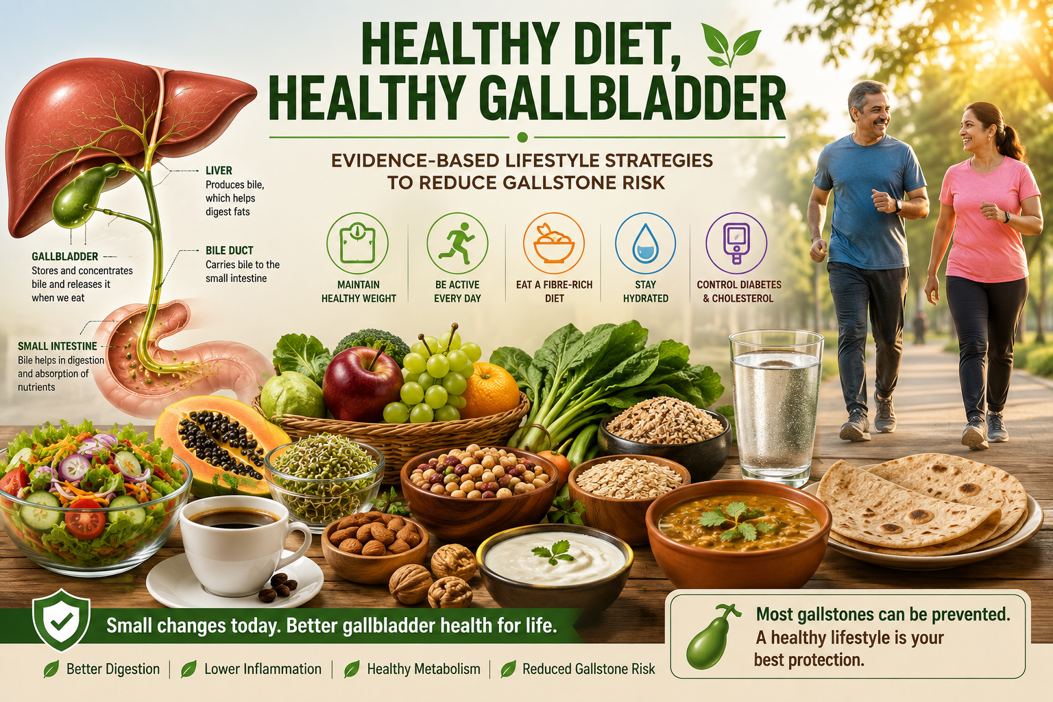 Good Food and Good Exercises for Healthy GALLBLADDER