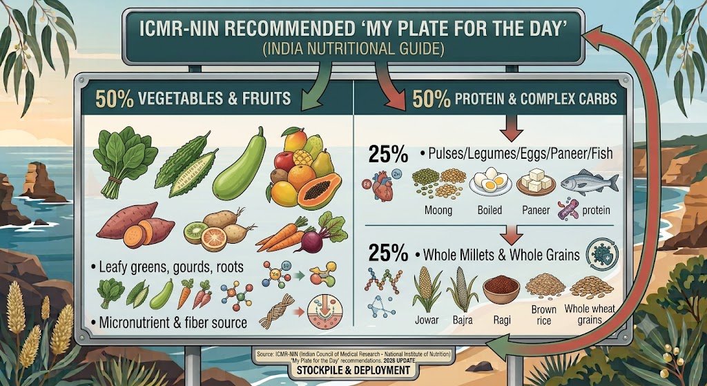 ICMR - NIN- Recommended My Plate for the Day Foods